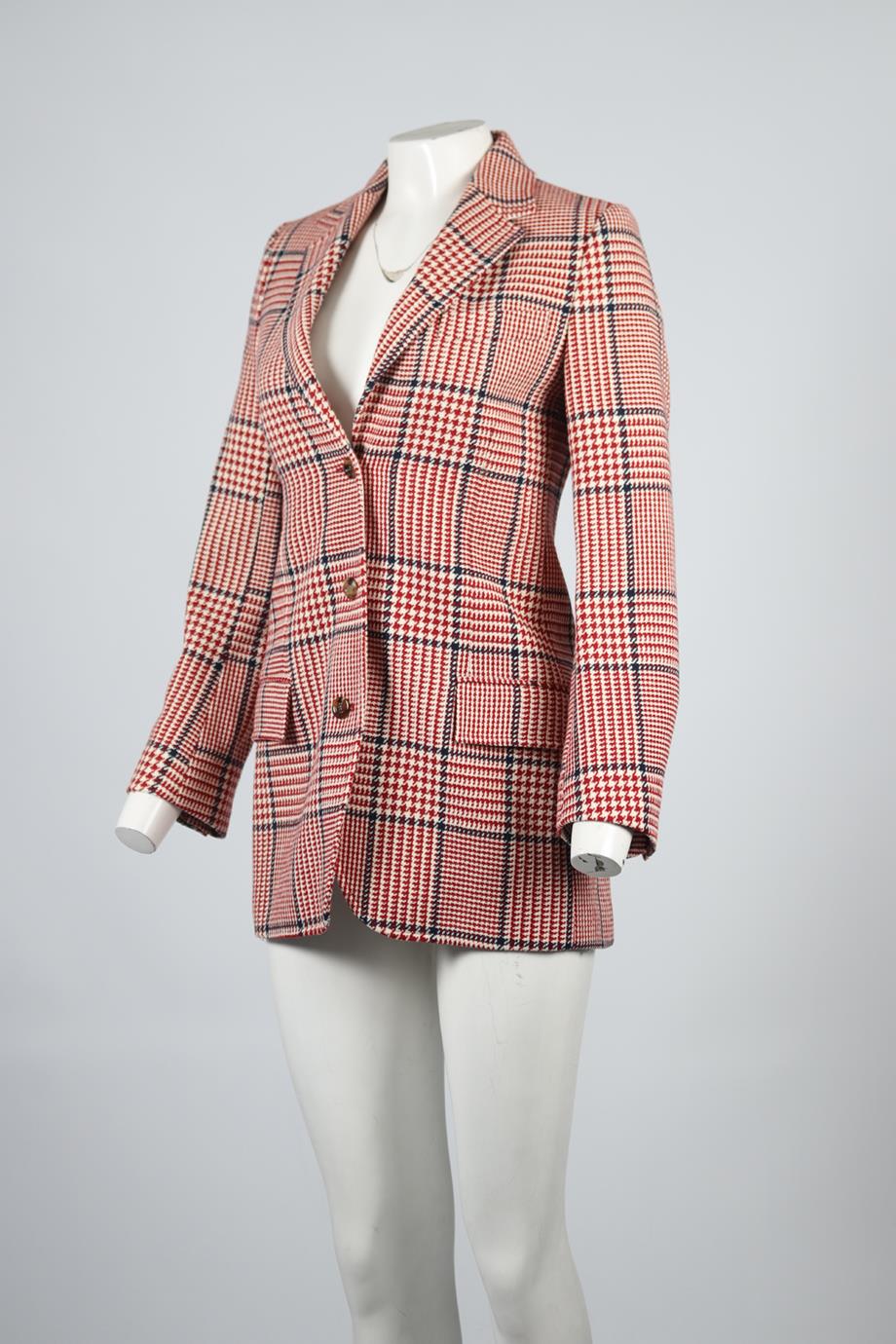 GUCCI CHECKED WOOL BLEND BLAZER IT 36 UK 4 - Image 3