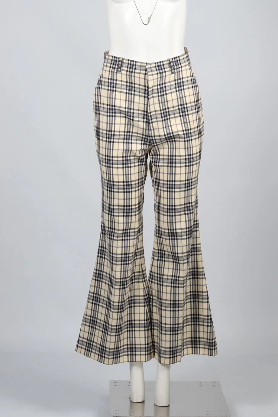 GUCCI CHECKED WOOL FLARED PANTS IT 40 UK 8 - Image 2