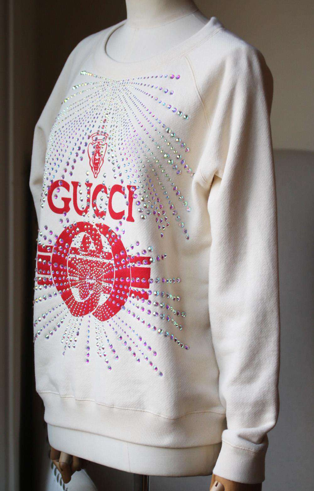 GUCCI CRYSTAL EMBELLISHED PRINTED COTTON JERSEY SWEATSHIRT MEDIUM - Image 2