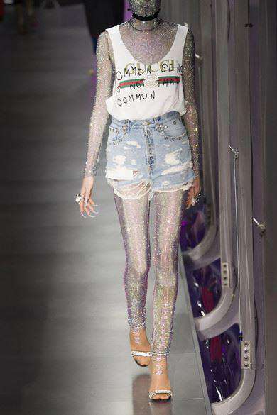 GUCCI CRYSTAL-EMBELLISHED STRETCH-MESH LEGGINGS IT 40 UK 8 - Image 4