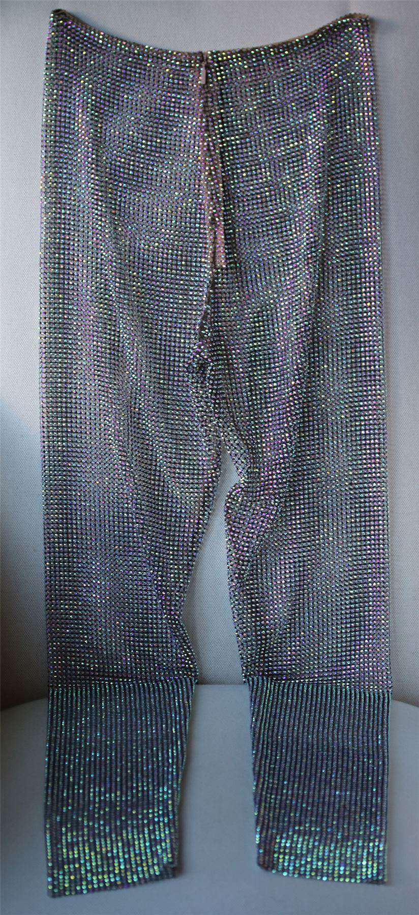 GUCCI CRYSTAL-EMBELLISHED STRETCH-MESH LEGGINGS IT 40 UK 8 - Image 8