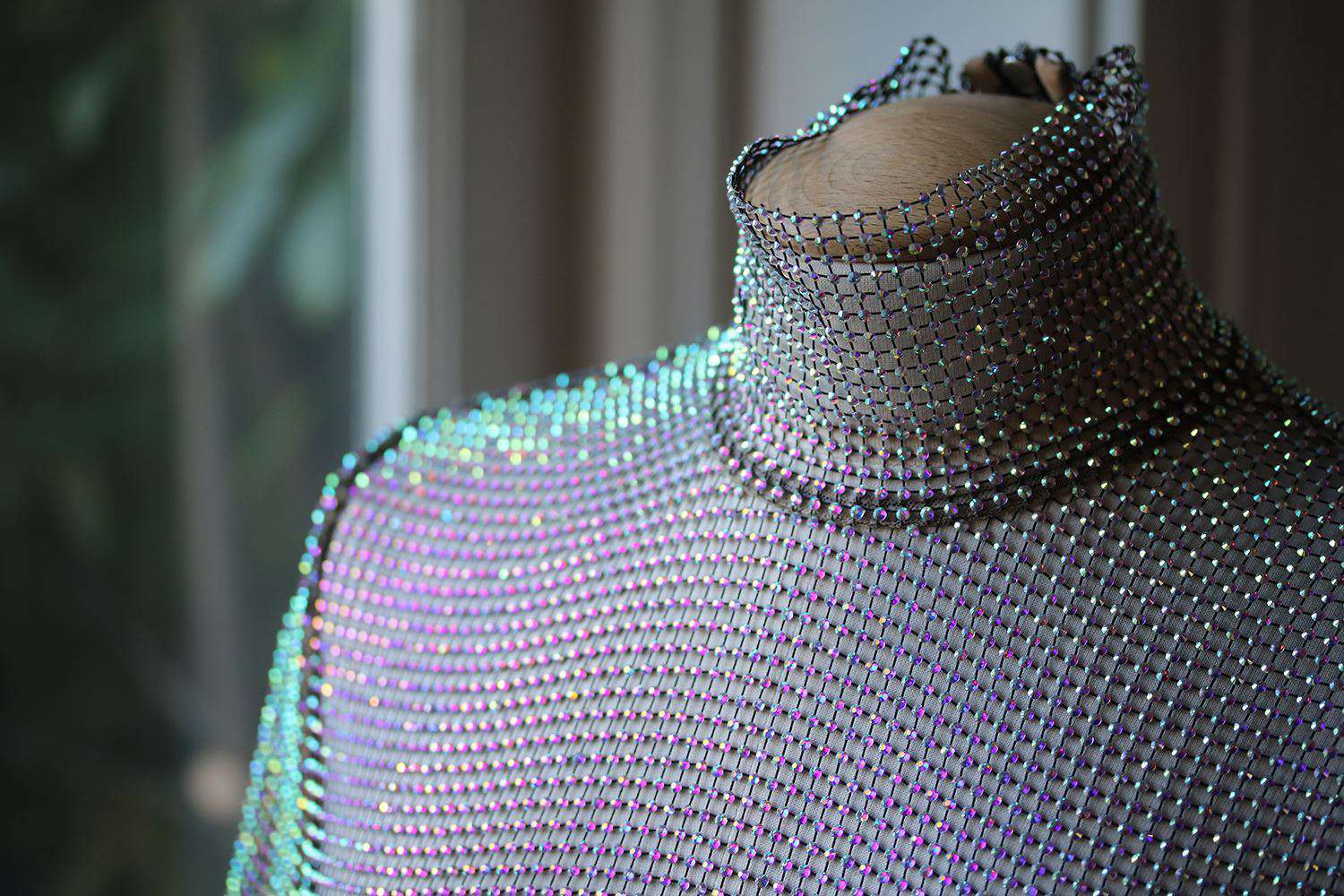 GUCCI CRYSTAL-EMBELLISHED STRETCH-MESH TURTLENECK TOP IT 40 UK 8 - Image 6