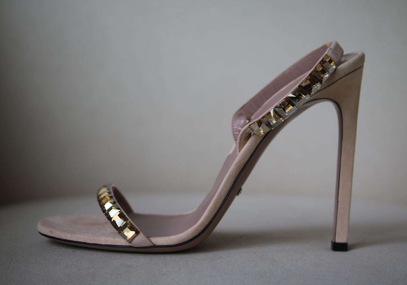 GUCCI CRYSTAL EMBELLISHED SUEDE SANDALS EU 39 UK 6 US 9 - Image 2