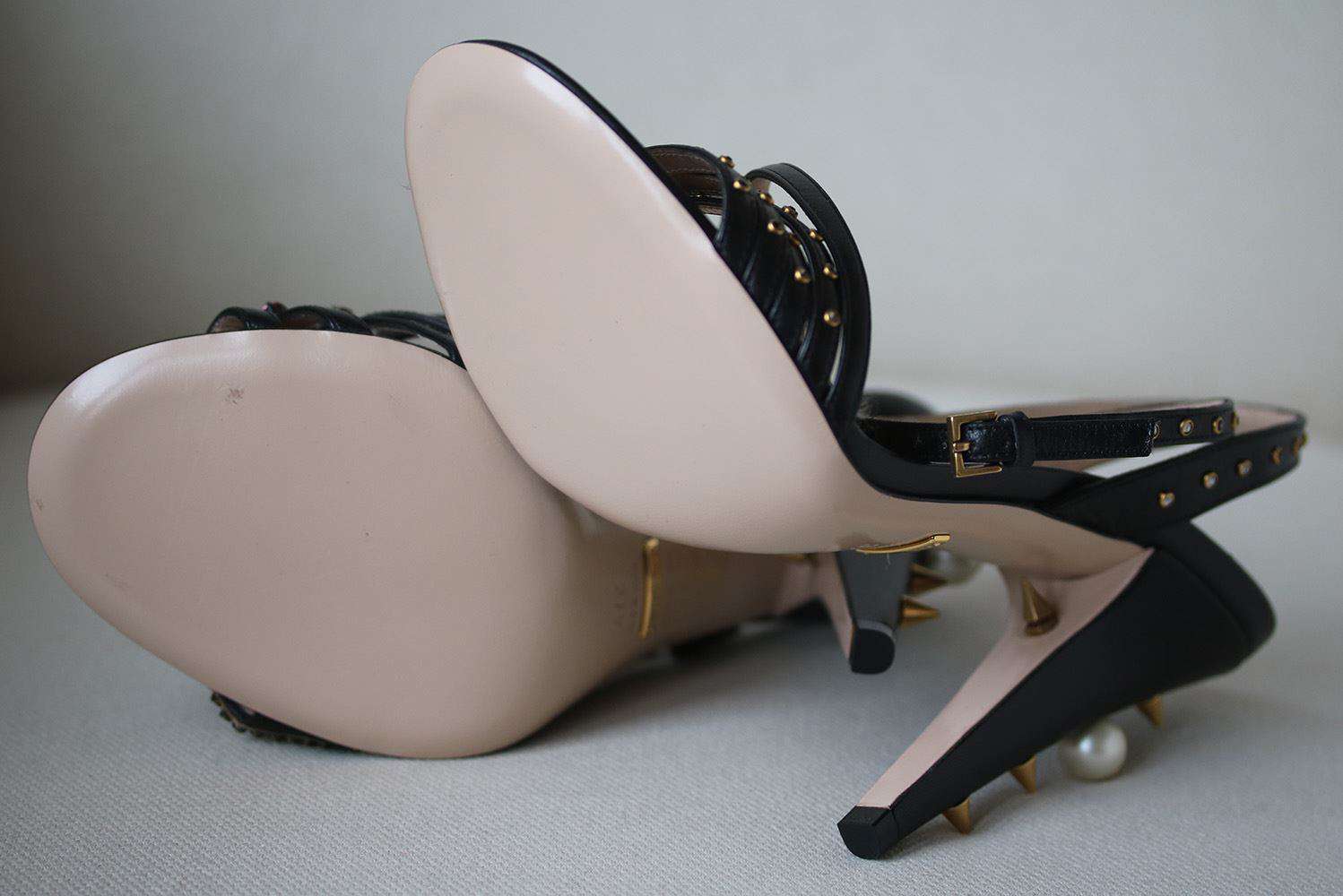GUCCI CRYSTAL HAND APPLIQUE EMBELLISHED SANDALS EU 37.5 UK 4.5 US 7.5 - Image 6