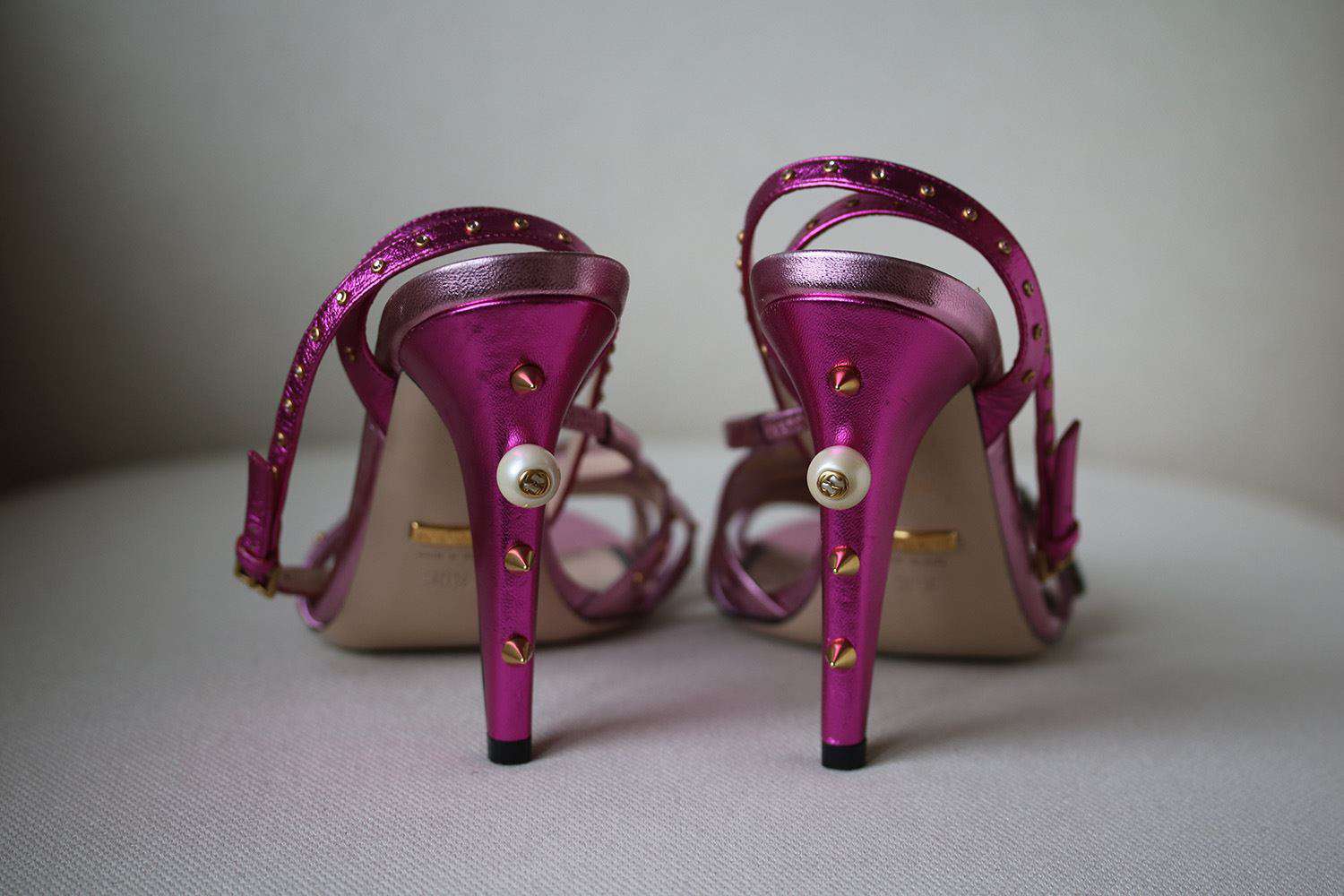 GUCCI CRYSTAL HAND APPLIQUE EMBELLISHED SANDALS EU 38.5 UK 5.5 US 8.5 - Image 5