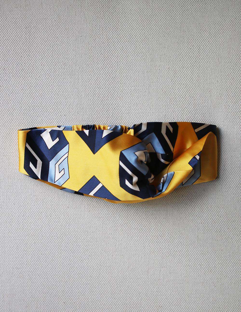GUCCI CUBE PRINTED TWISTED SILK SATIN HEADBAND - Image 2
