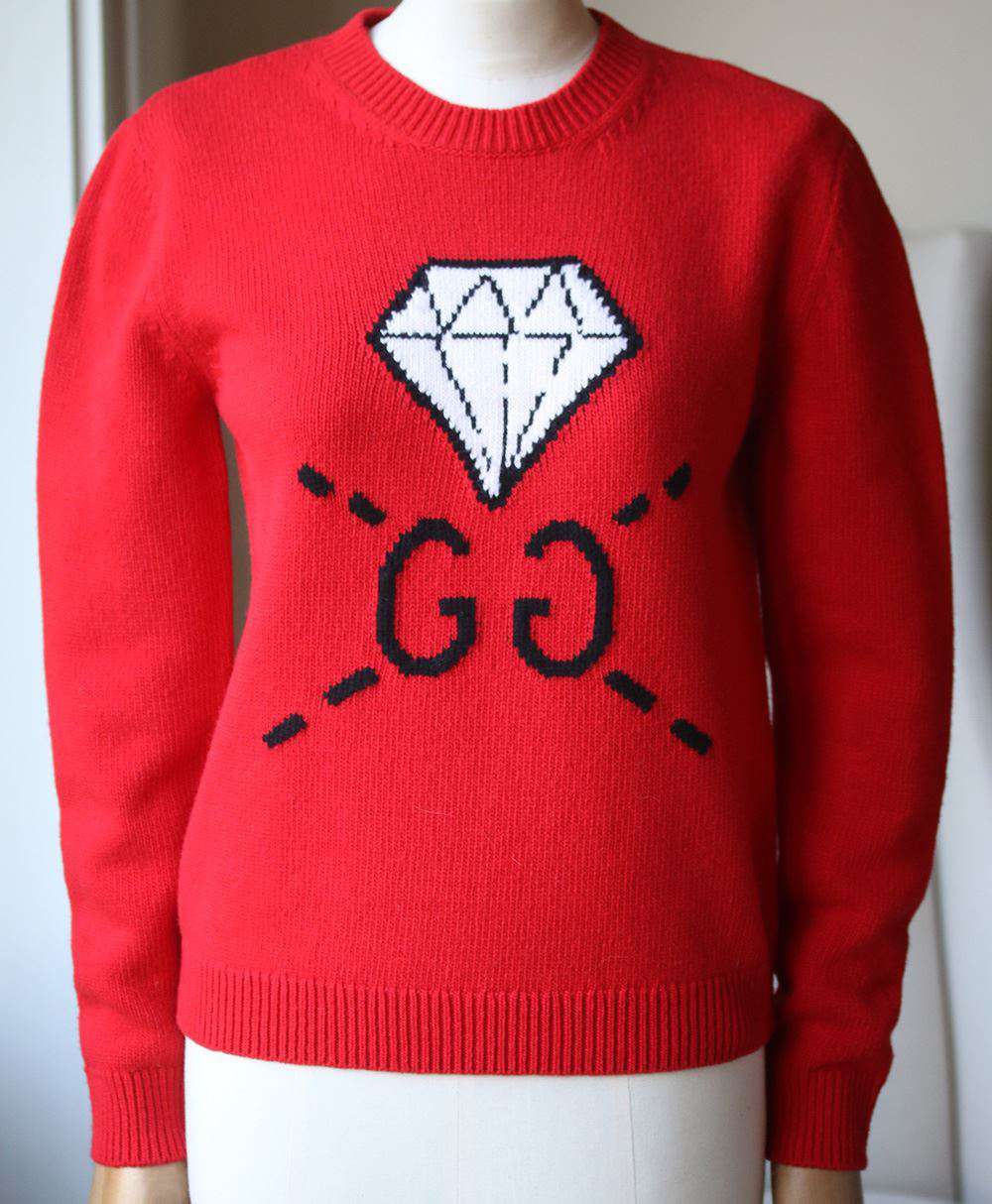 GUCCI DIAMOND INTARSIA KNIT SWEATER XSMALL - Image 3