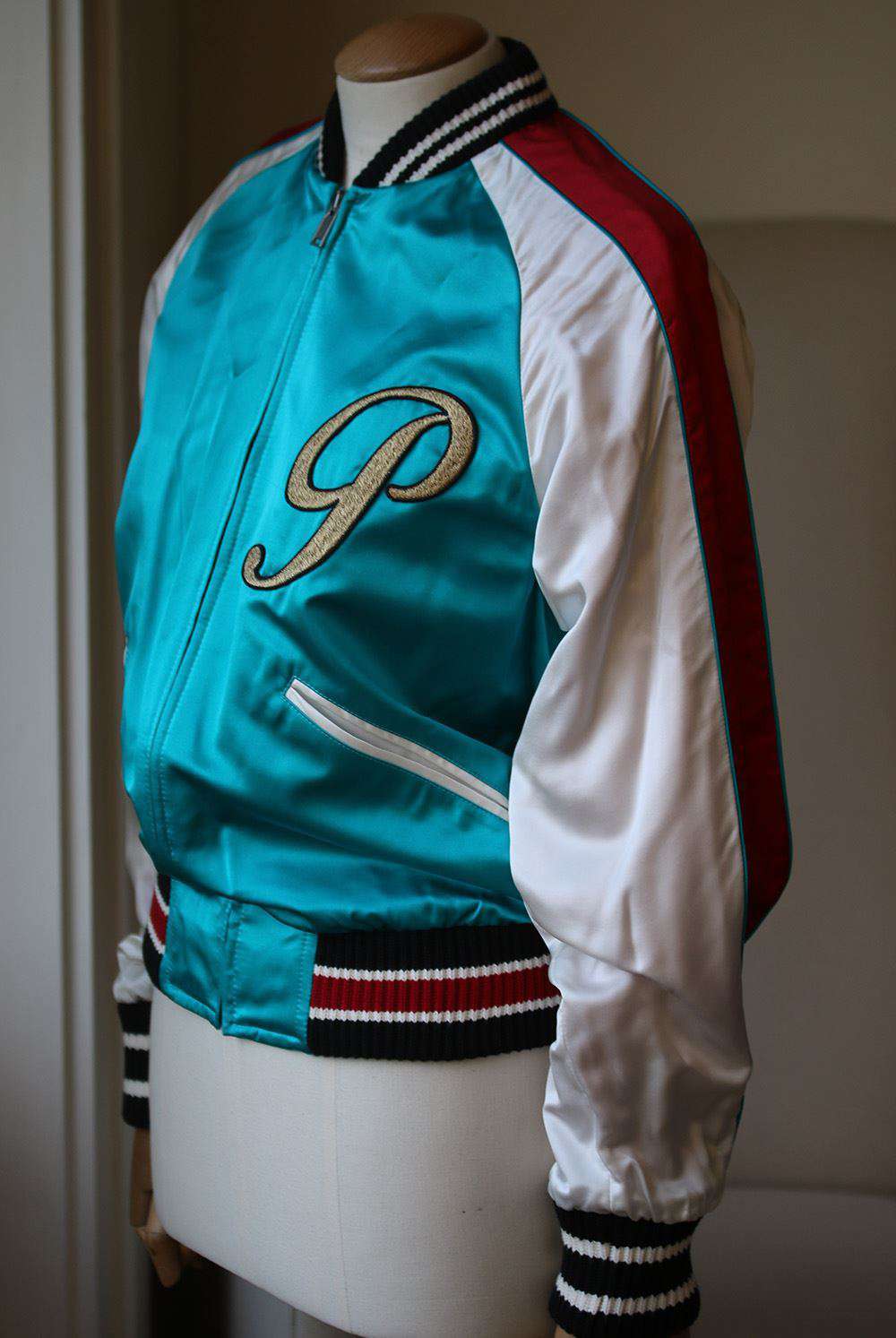 GUCCI DIY APPLIQUÉD SILK SATIN BOMBER JACKET IT 38 UK 6 - Image 3