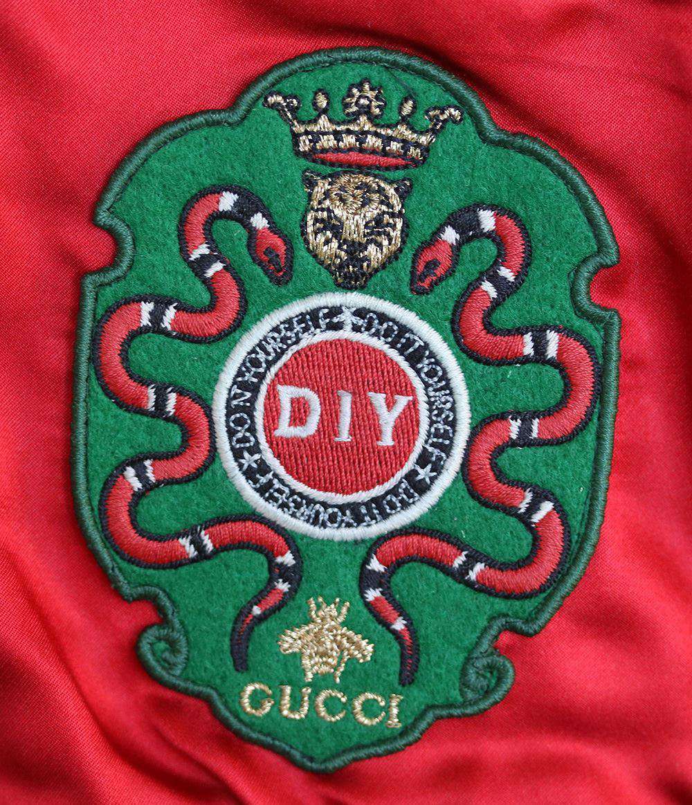 GUCCI DIY APPLIQUÉD SILK SATIN BOMBER JACKET IT 38 UK 6 - Image 5