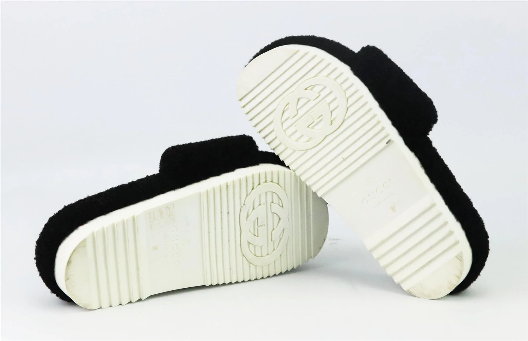 GUCCI EILEEN LOGO PRINT SHEARLING SLIDES EU 38 UK 5 US 8 - Image 5