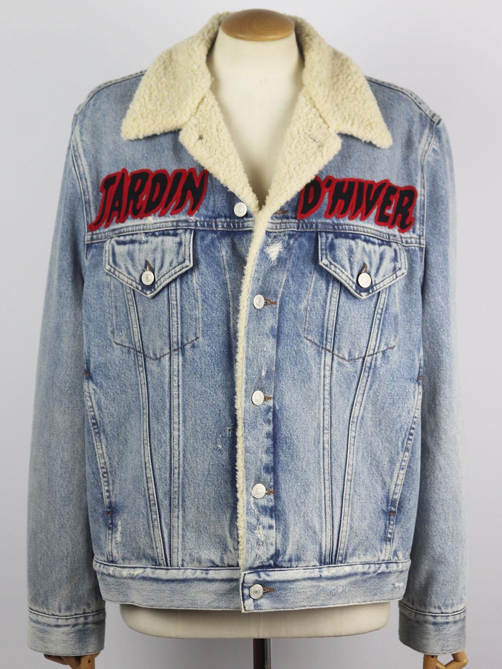 GUCCI EMBELLISHED SHEARLING LINED DENIM JACKET IT 44 UK 12 - Image 2