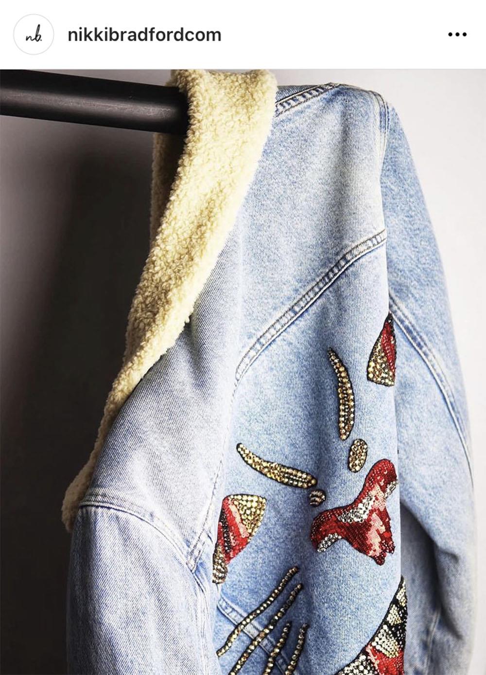 GUCCI EMBELLISHED SHEARLING LINED DENIM JACKET IT 44 UK 12 - Image 8