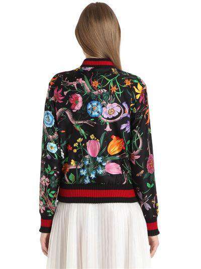 GUCCI FLORA SNAKE PRINT SILK BOMBER JACKET IT 38 UK 6 - Image 2
