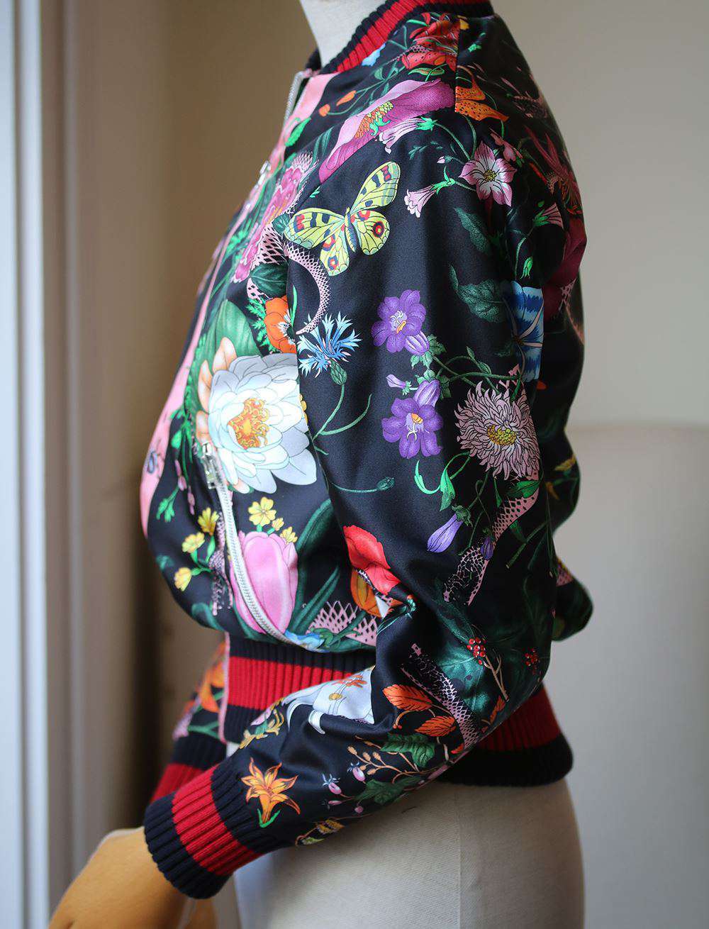 GUCCI FLORA SNAKE PRINT SILK BOMBER JACKET IT 38 UK 6 - Image 5