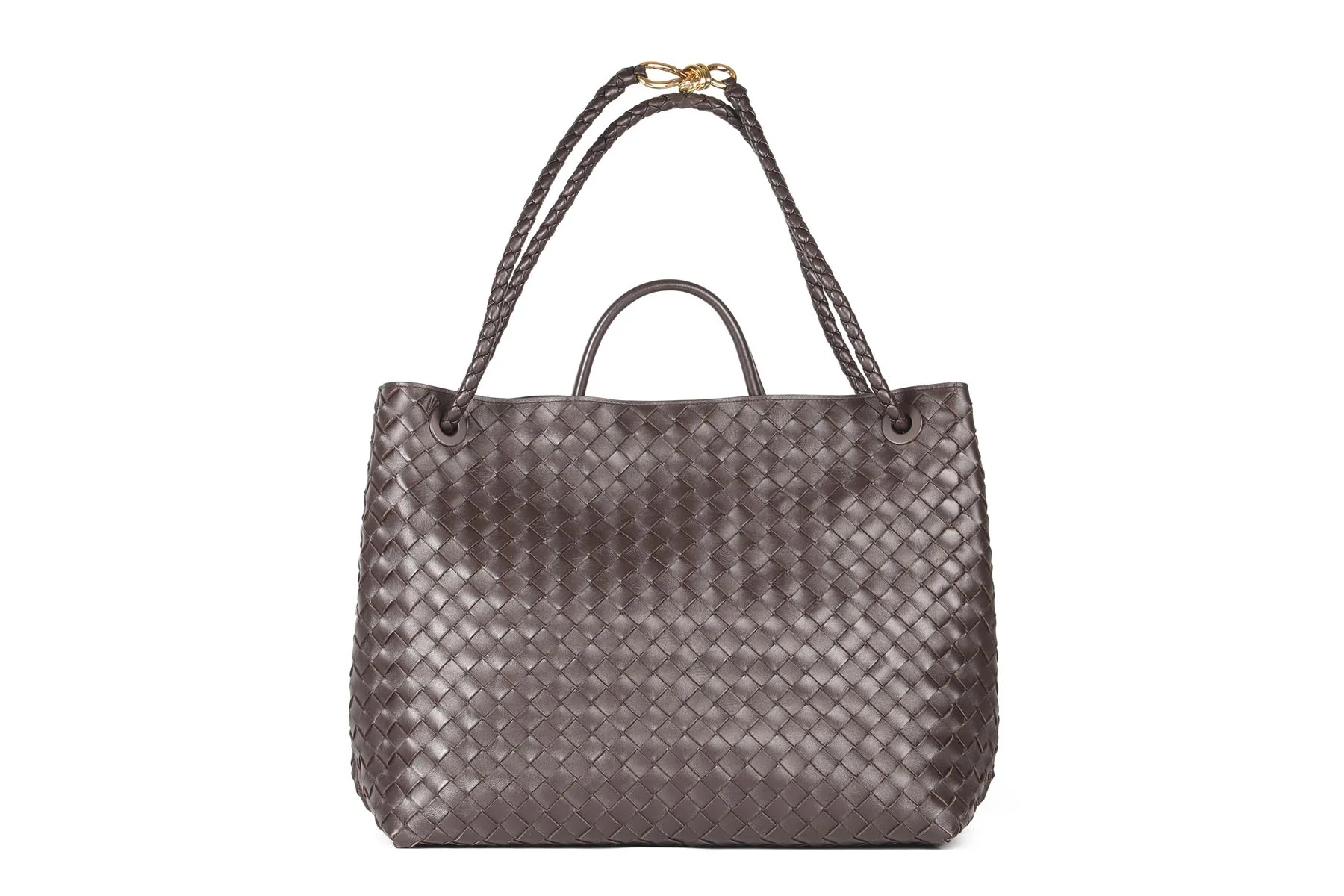 BOTTEGA VENETA BROWN ANDIAMO LARGE INTRECCIATO LEATHER TOTE BAG - Image 3