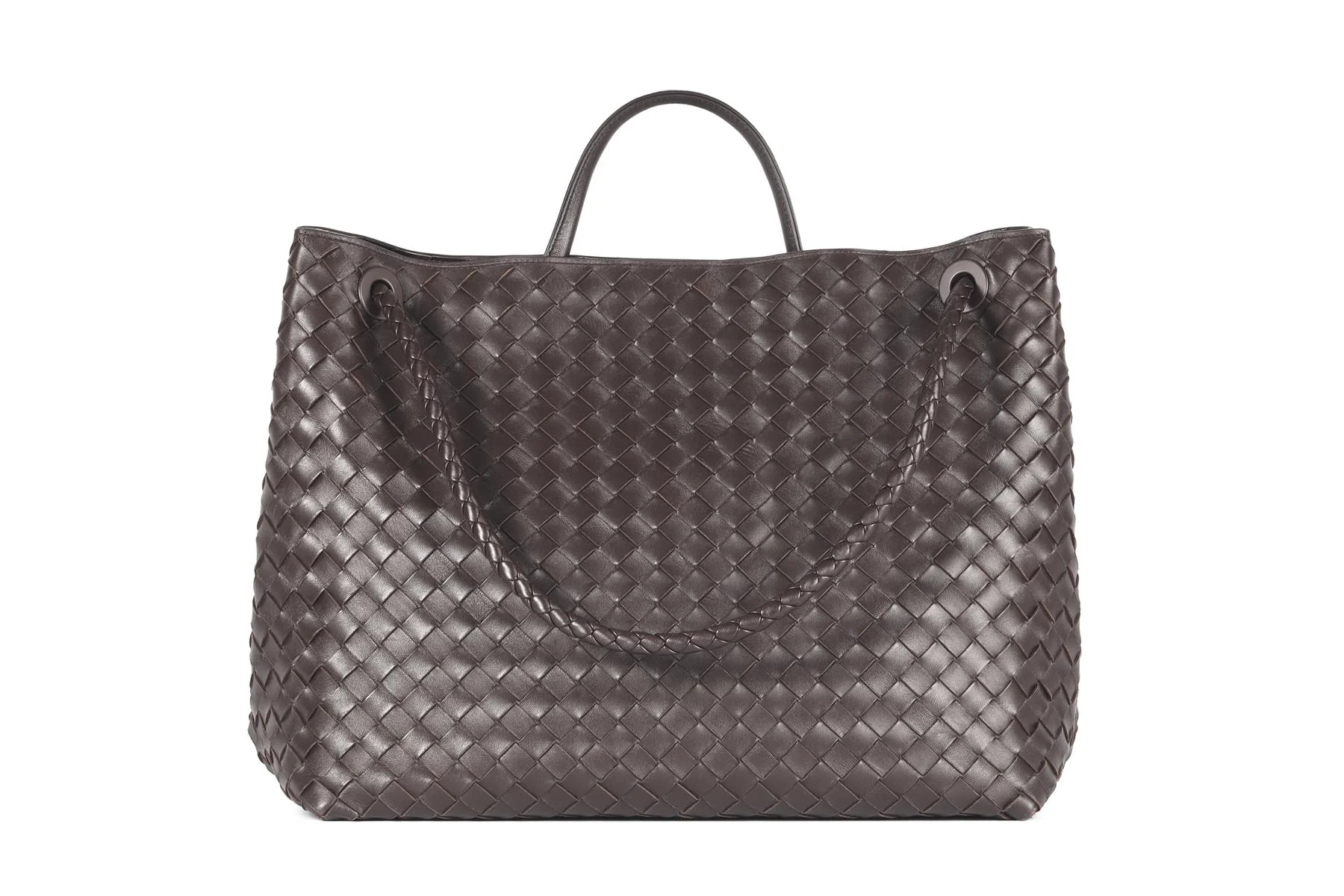 BOTTEGA VENETA BROWN ANDIAMO LARGE INTRECCIATO LEATHER TOTE BAG - Image 7