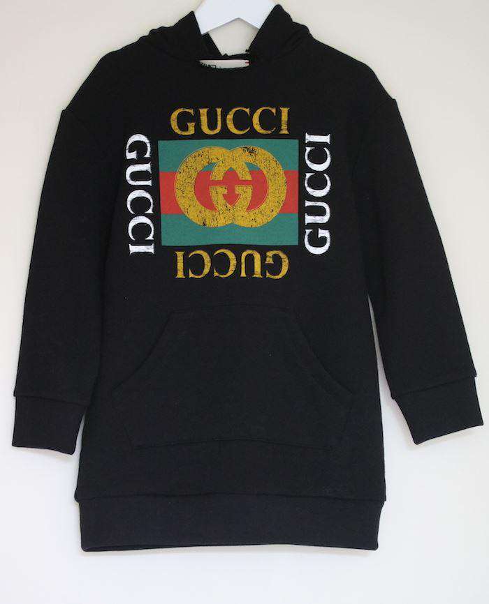 GUCCI GIRLS BLACK COTTON LOGO SWEATER DRESS 4 YEARS - Image 2
