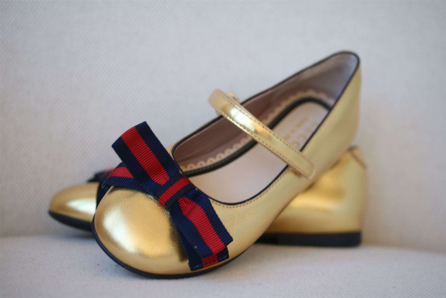 GUCCI GIRLS GOLD LEATHER SHOES EU 25 UK 8 - Image 4