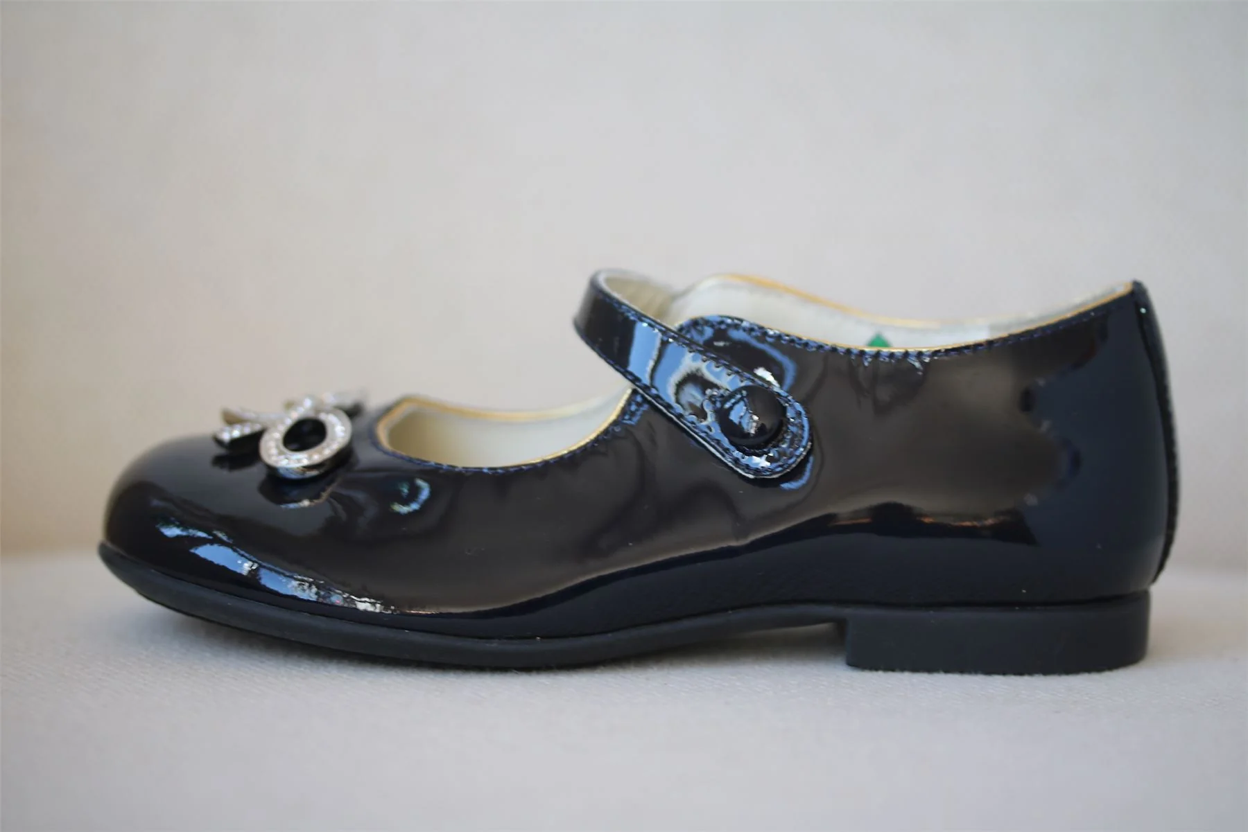 GUCCI GIRLS NAVY BLUE CRYSTAL BOW LEATHER SHOES EU 25 UK 8 - Image 2