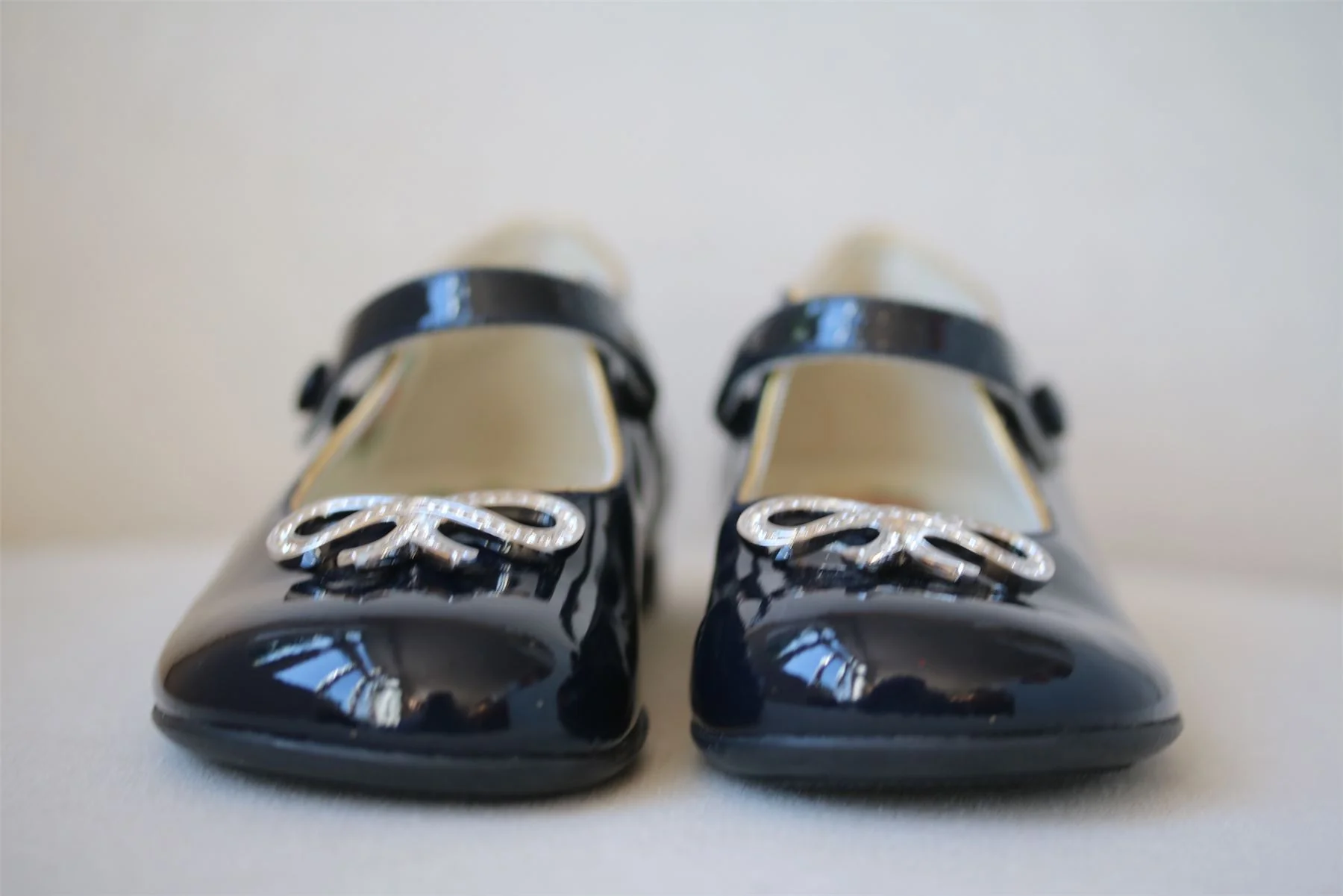 GUCCI GIRLS NAVY BLUE CRYSTAL BOW LEATHER SHOES EU 25 UK 8 - Image 3