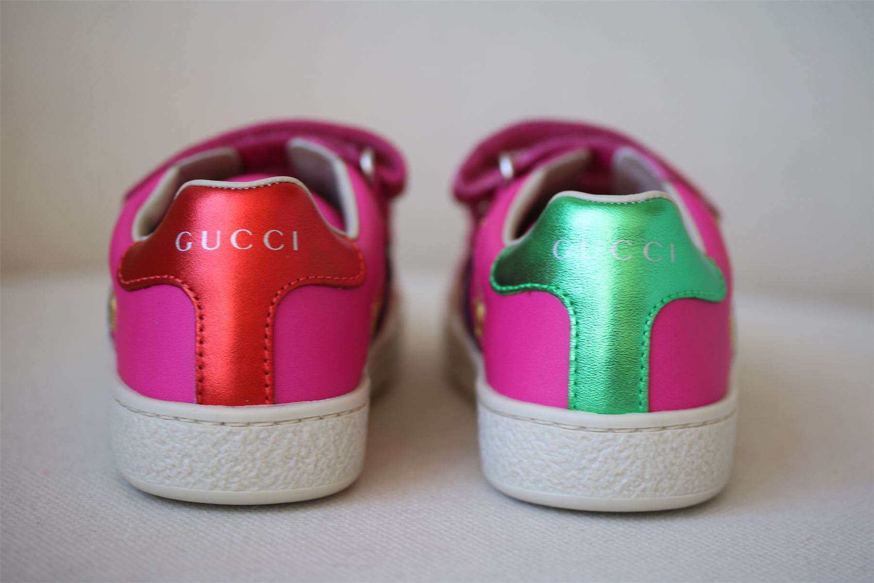 GUCCI GIRLS PINK & GOLD WEB TRAINERS EU 25 UK 8 - Image 3