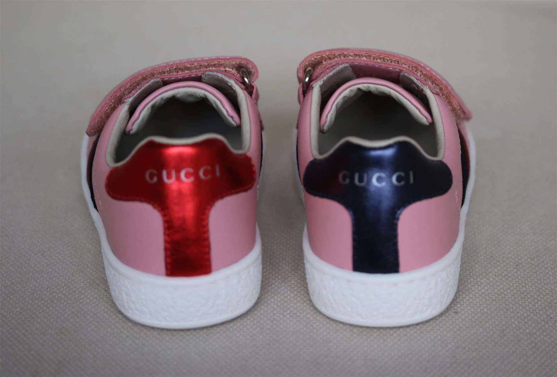 GUCCI GIRLS PINK LEATHER TRAINERS EU 24 UK 7 - Image 3