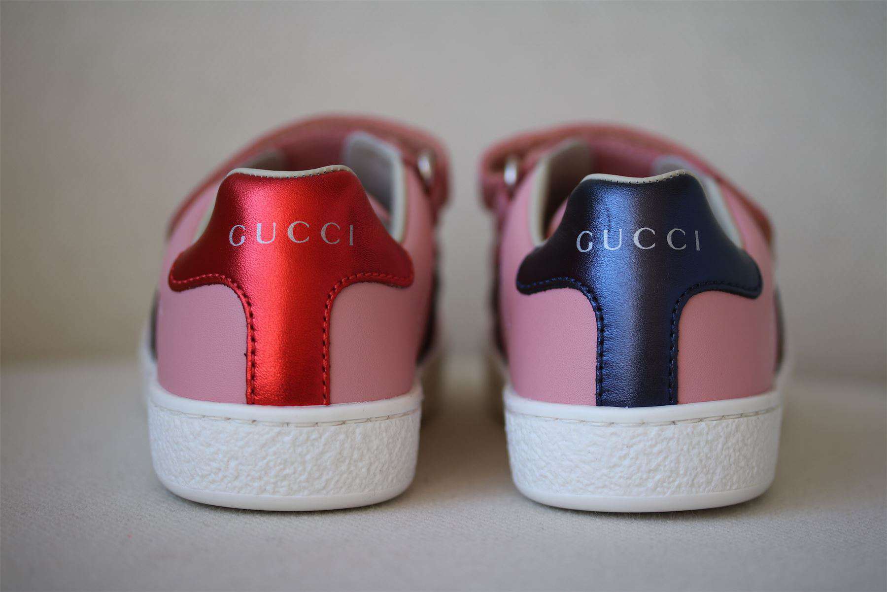 GUCCI GIRLS PINK LEATHER TRAINERS EU 25 UK 8 - Image 3
