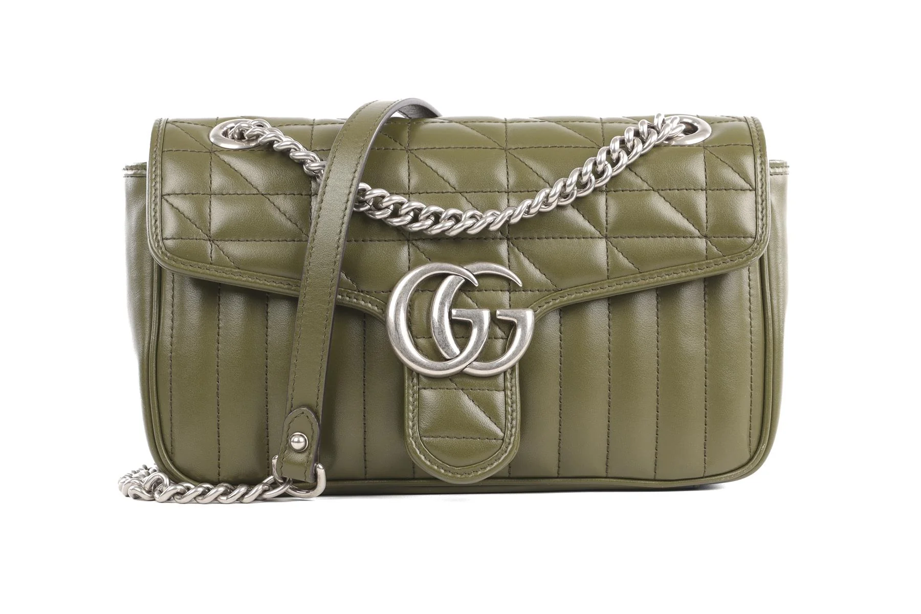 GUCCI GREEN ARIA MARMONT SMALL LEATHER SHOULDER BAG - Image 2