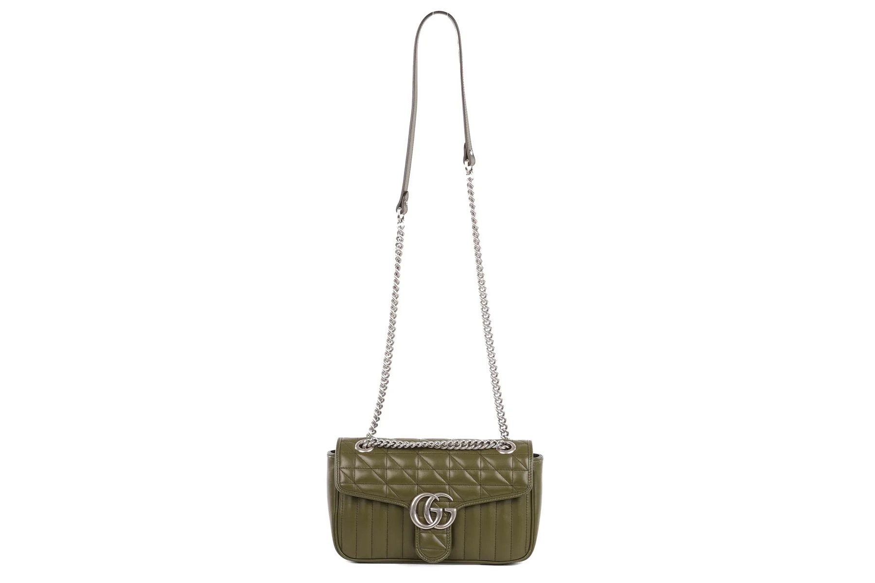 GUCCI GREEN ARIA MARMONT SMALL LEATHER SHOULDER BAG - Image 3
