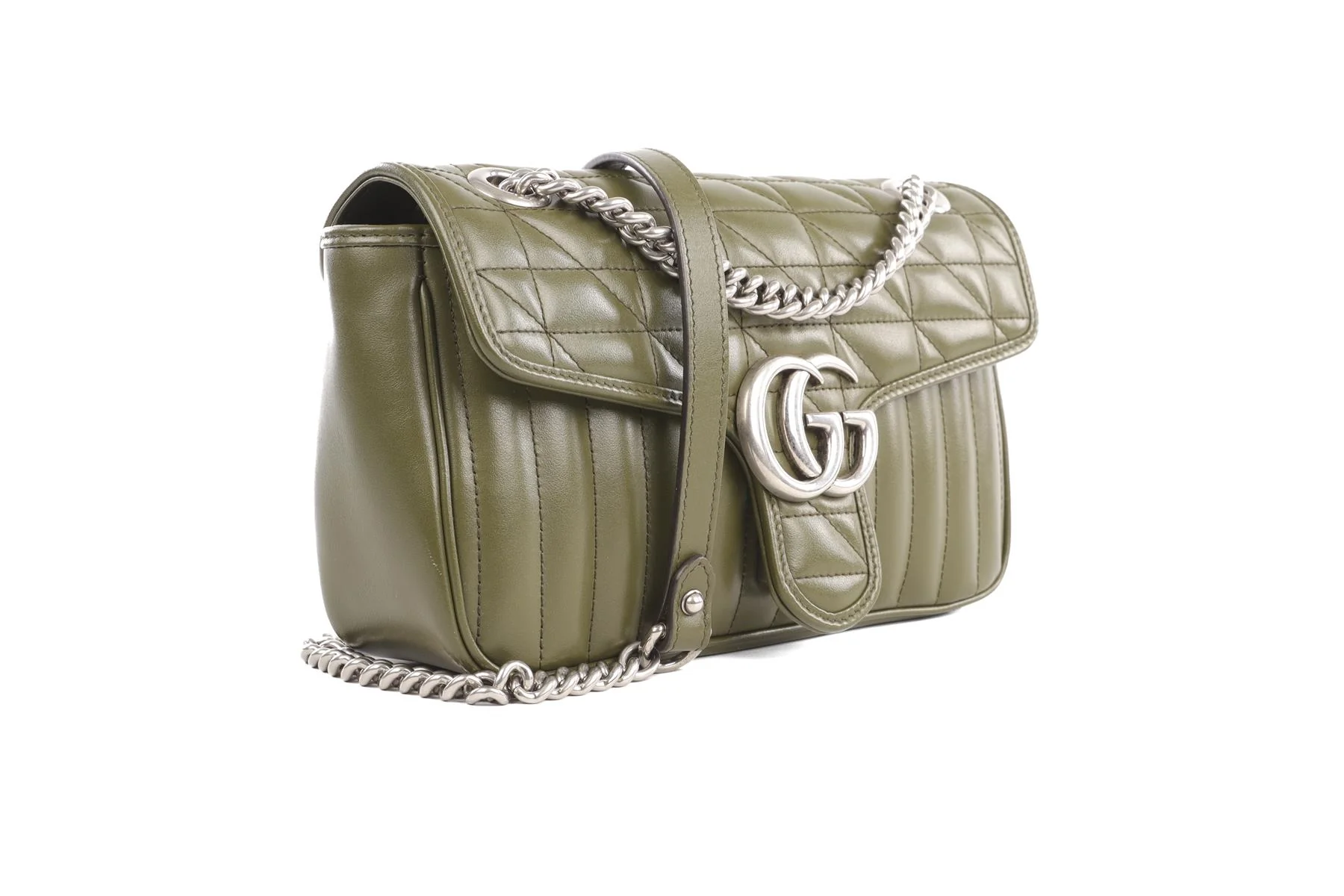 GUCCI GREEN ARIA MARMONT SMALL LEATHER SHOULDER BAG - Image 4