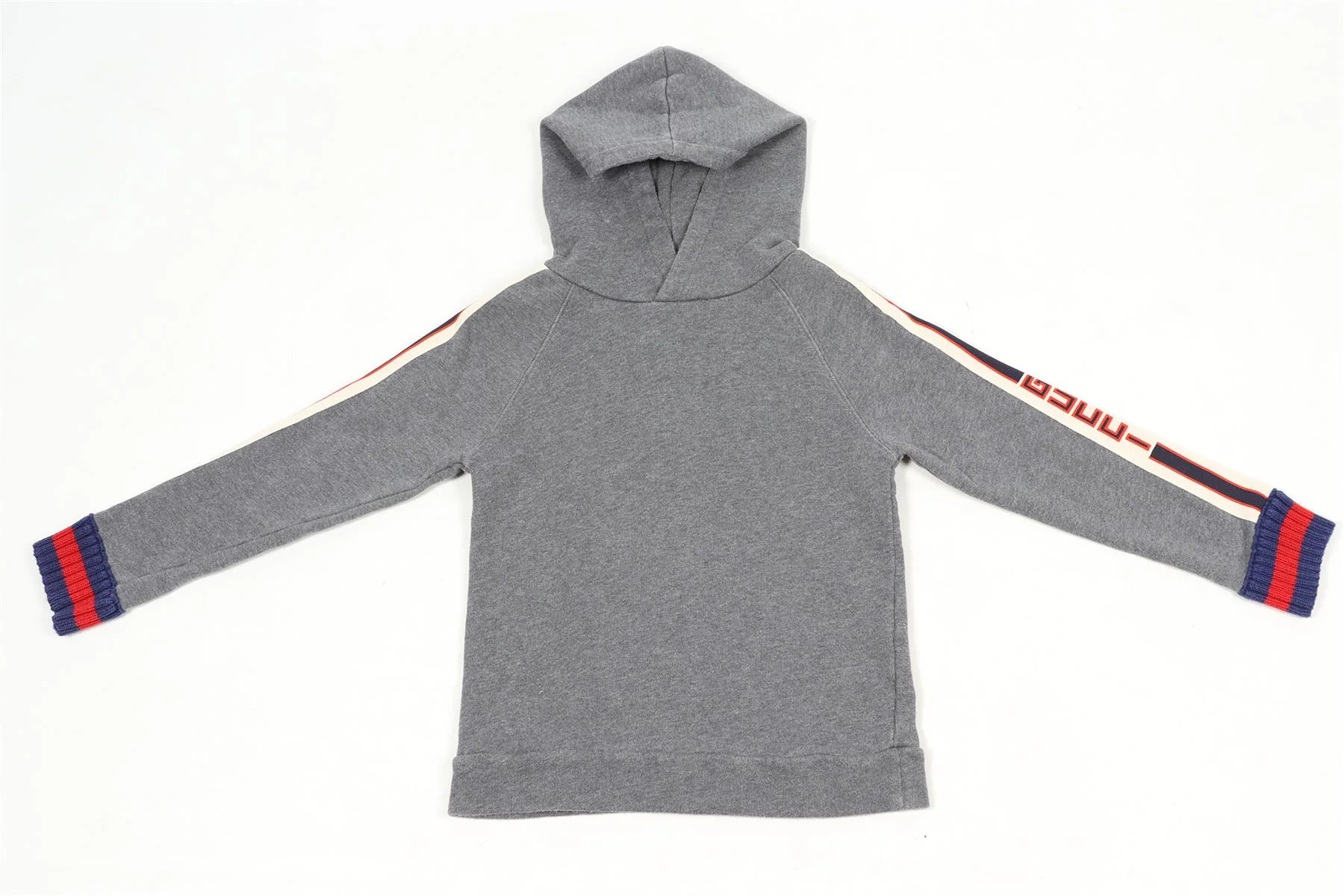 GUCCI GREY, NAVY, CREAM AND RED KIDS BOYS COTTON HOODIE 6 YEARS - Image 2