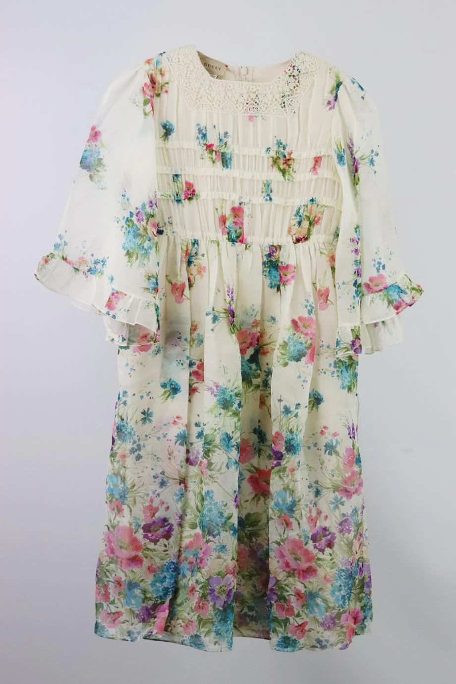 GUCCI KIDS GIRLS FLORAL SILK DRESS 8 YEARS - Image 2