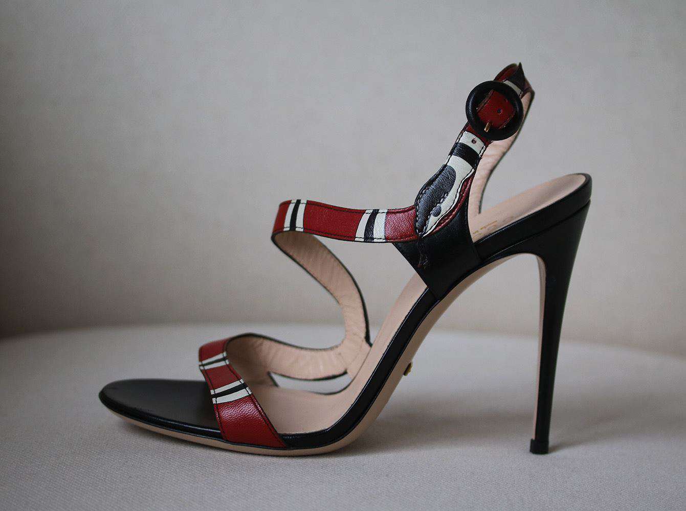 GUCCI LEATHER SNAKE SANDALS EU 37.5 UK 4.5 US 7.5 - Image 2
