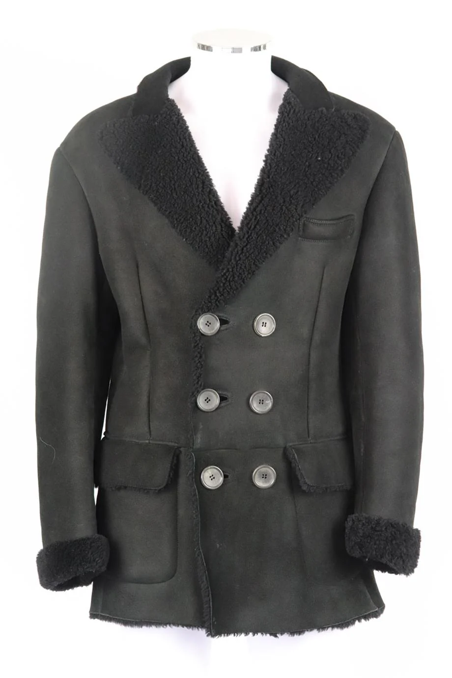 GUCCI MEN'S DOUBLE BREASTED SHEARLING LINED SUEDE COAT IT 50 UK/US 40 - Image 2