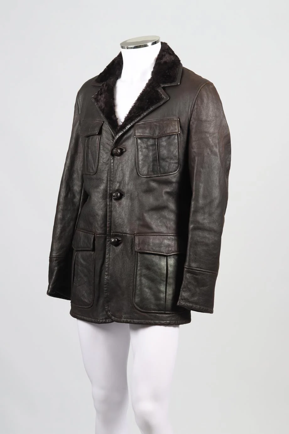 GUCCI MEN'S SHEARLING AND LEATHER COAT IT 54 UK/US CHEST 44 - Image 3