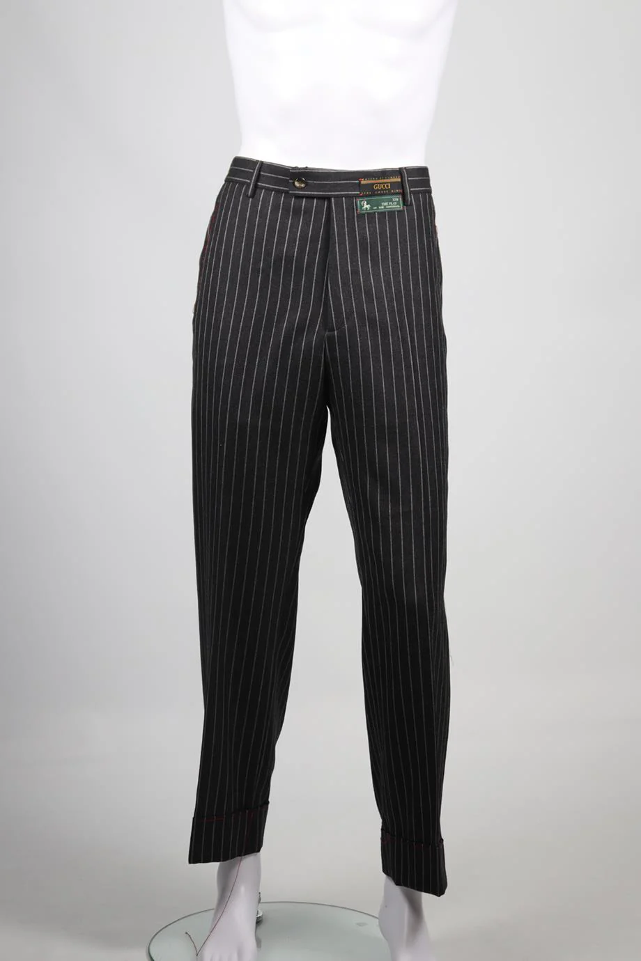 GUCCI MEN'S STRIPED WOOL BLEND STRAIGHT LEG PANTS IT 50 UK/US WAIST 34 - Image 2