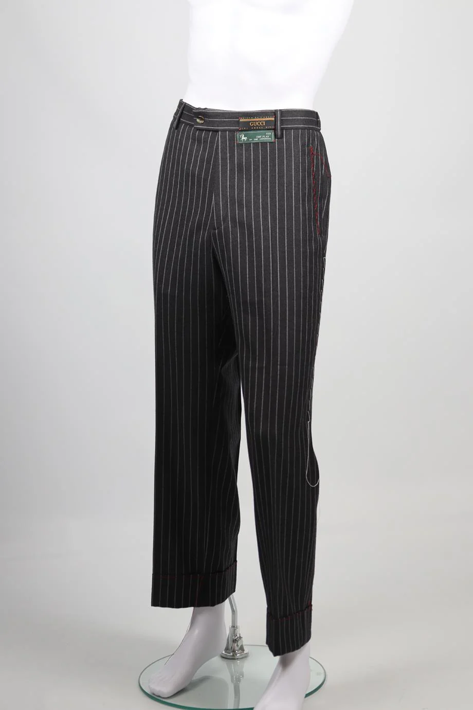 GUCCI MEN'S STRIPED WOOL BLEND STRAIGHT LEG PANTS IT 50 UK/US WAIST 34 - Image 3