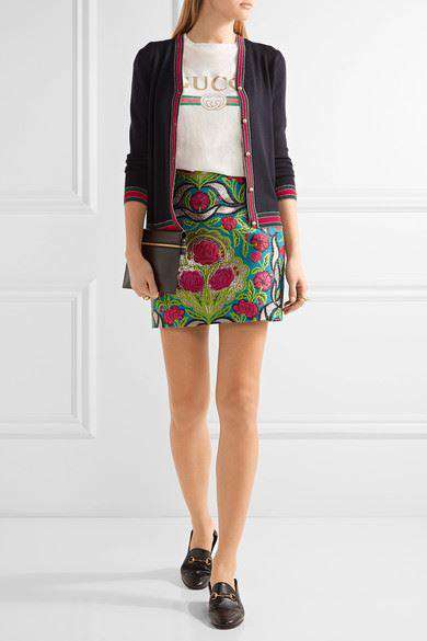 GUCCI METALLIC FLORAL-JACQUARD MINI SKIRT IT 38 UK 6 - Image 2