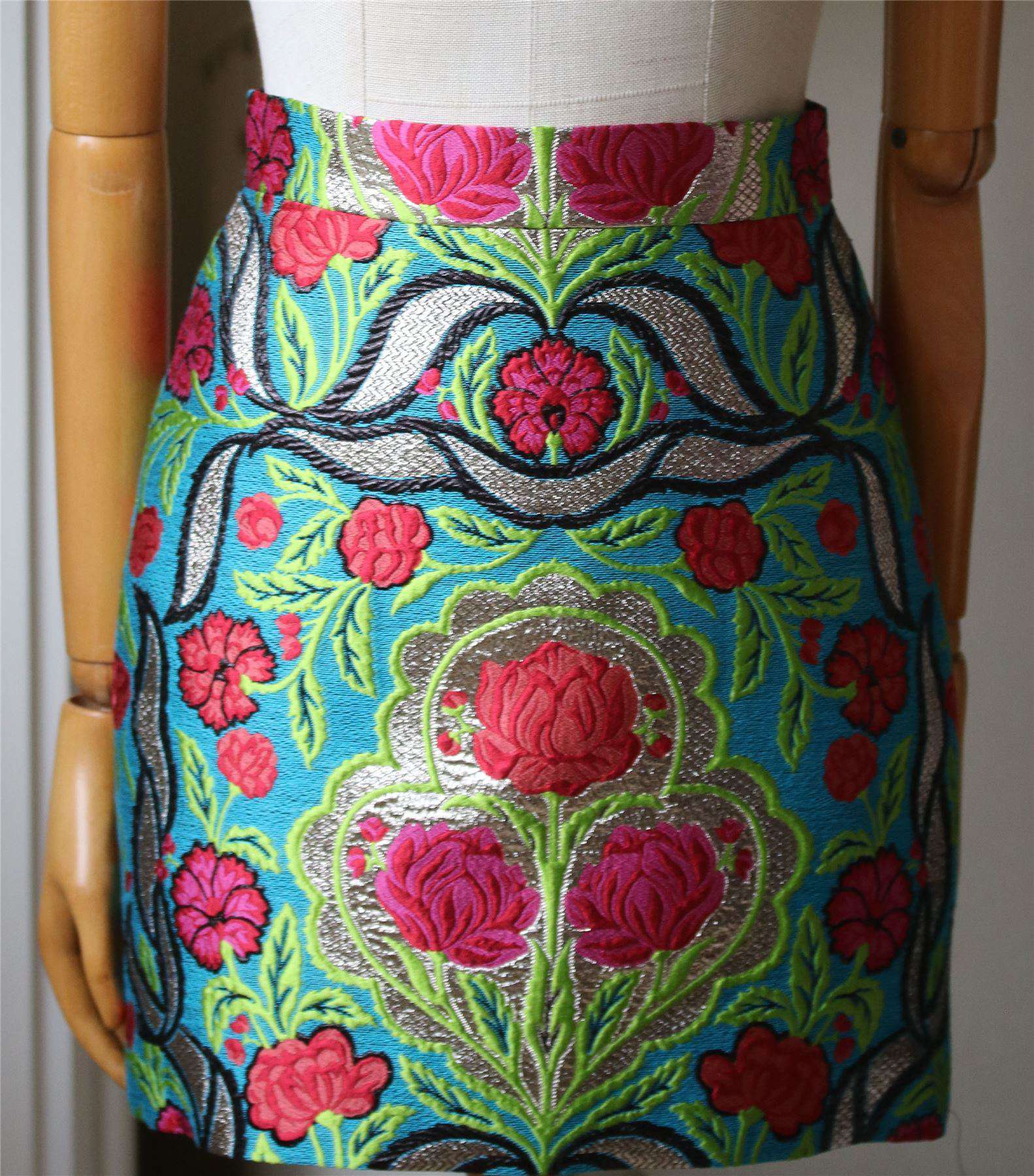 GUCCI METALLIC FLORAL-JACQUARD MINI SKIRT IT 38 UK 6 - Image 4