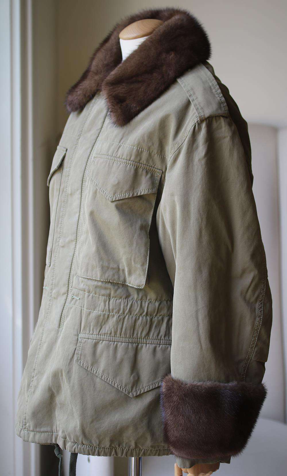 GUCCI MINK FUR TRIM COTTON PARKA JACKET IT 42 UK 10 - Image 3