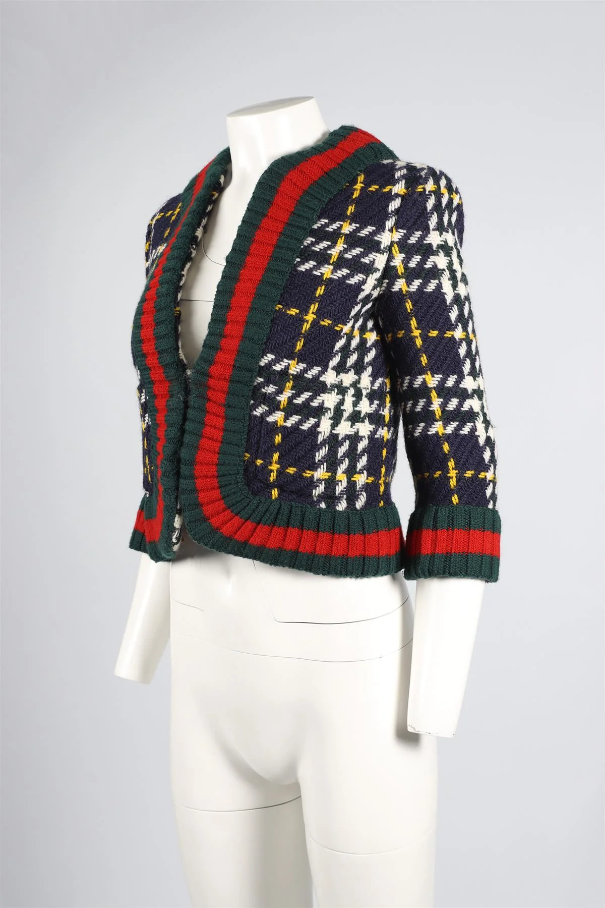 GUCCI NAVY CHECKED WOOL JACKET SMALL - Image 3