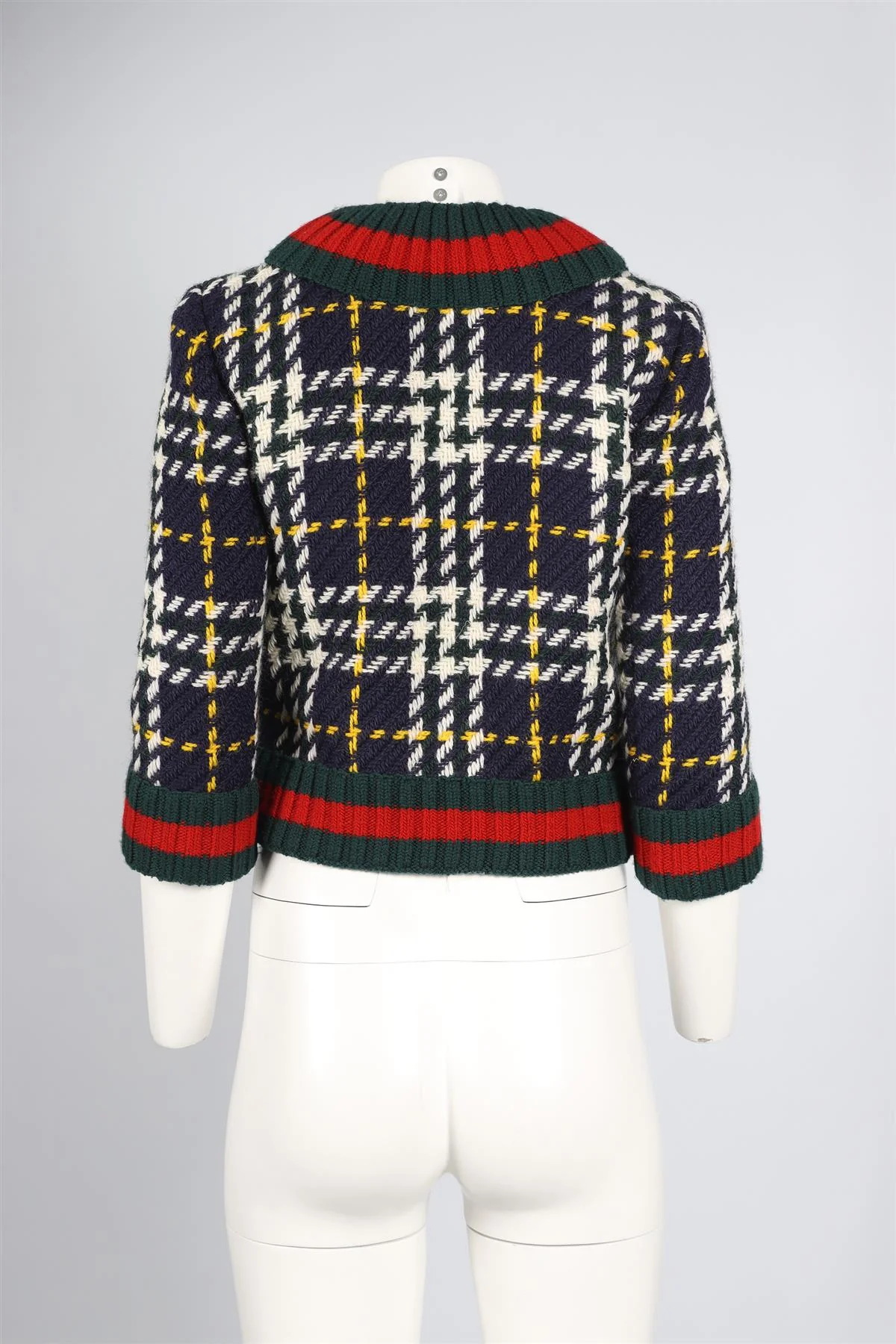 GUCCI NAVY CHECKED WOOL JACKET SMALL - Image 4