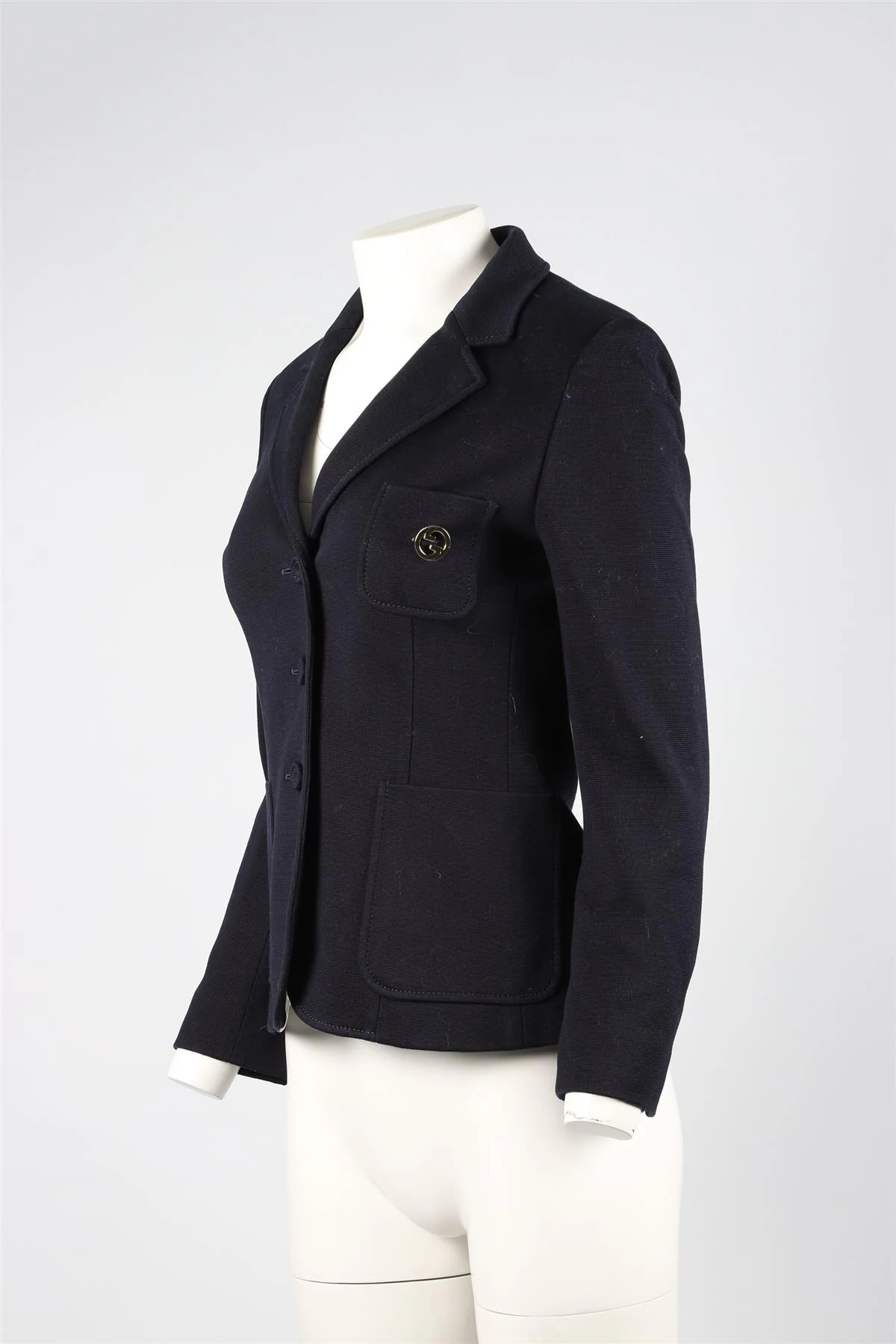 GUCCI NAVY GG COTTON BLAZER IT 40 UK 8 - Image 3