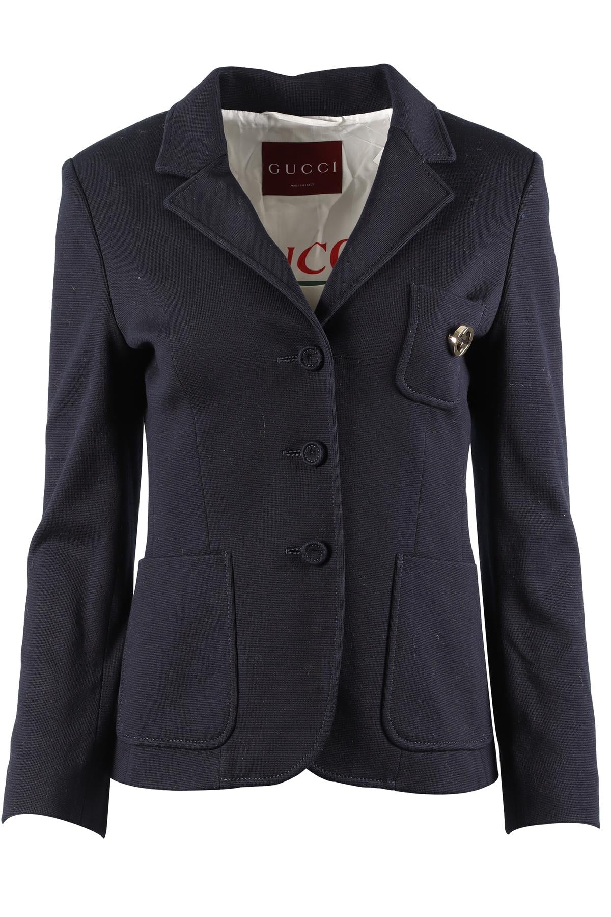 GUCCI NAVY GG COTTON BLAZER IT 40 UK 8 - Image 5