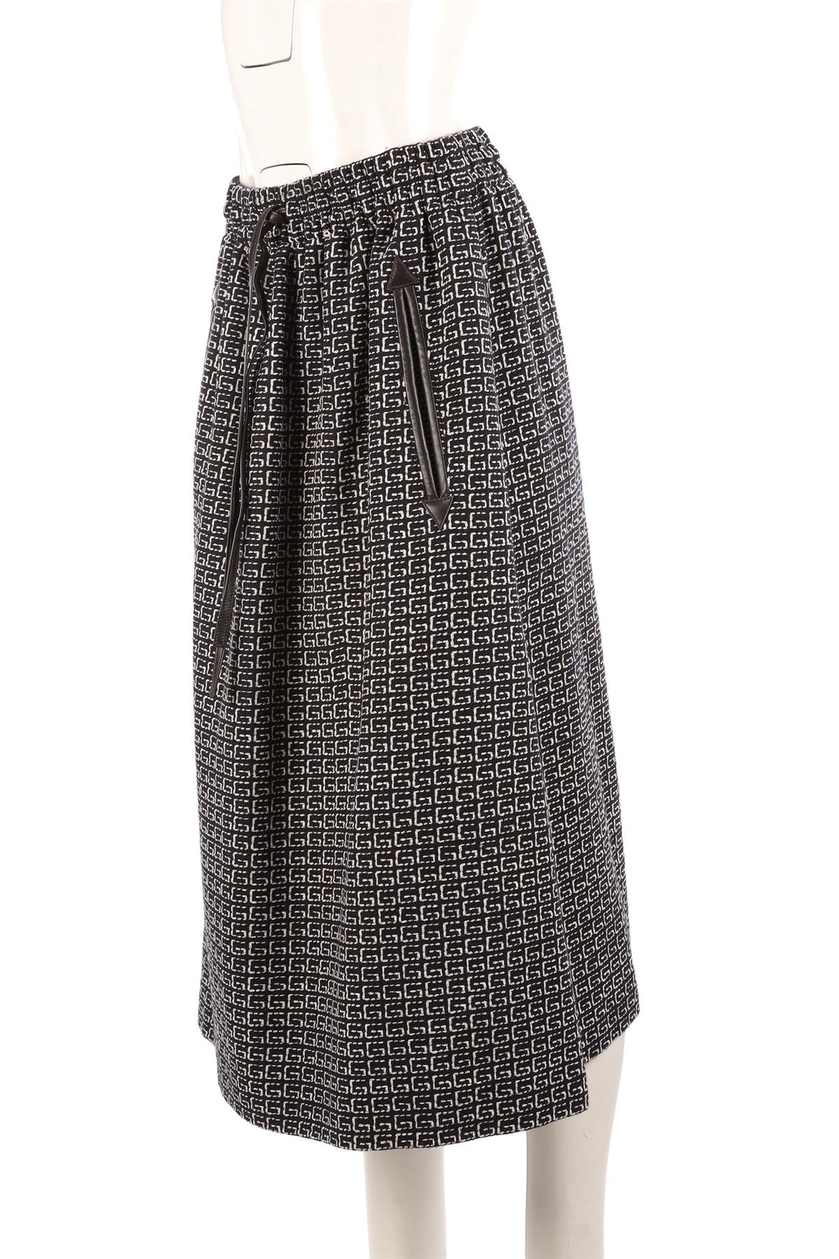 GUCCI NAVY GG WOOL MIDI SKIRT IT 42 UK 10 - Image 2