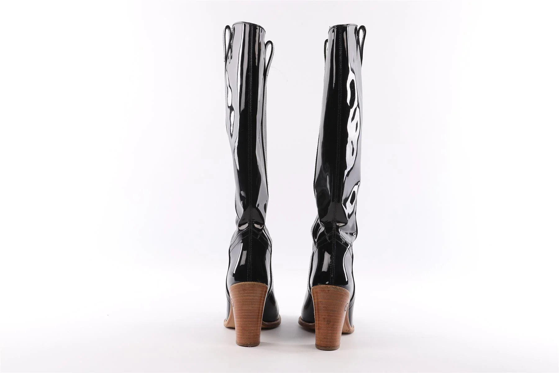 GUCCI NAVY PATENT LEATHER KNEE HIGH BOOTS EU 40 UK 7 US 10 - Image 5