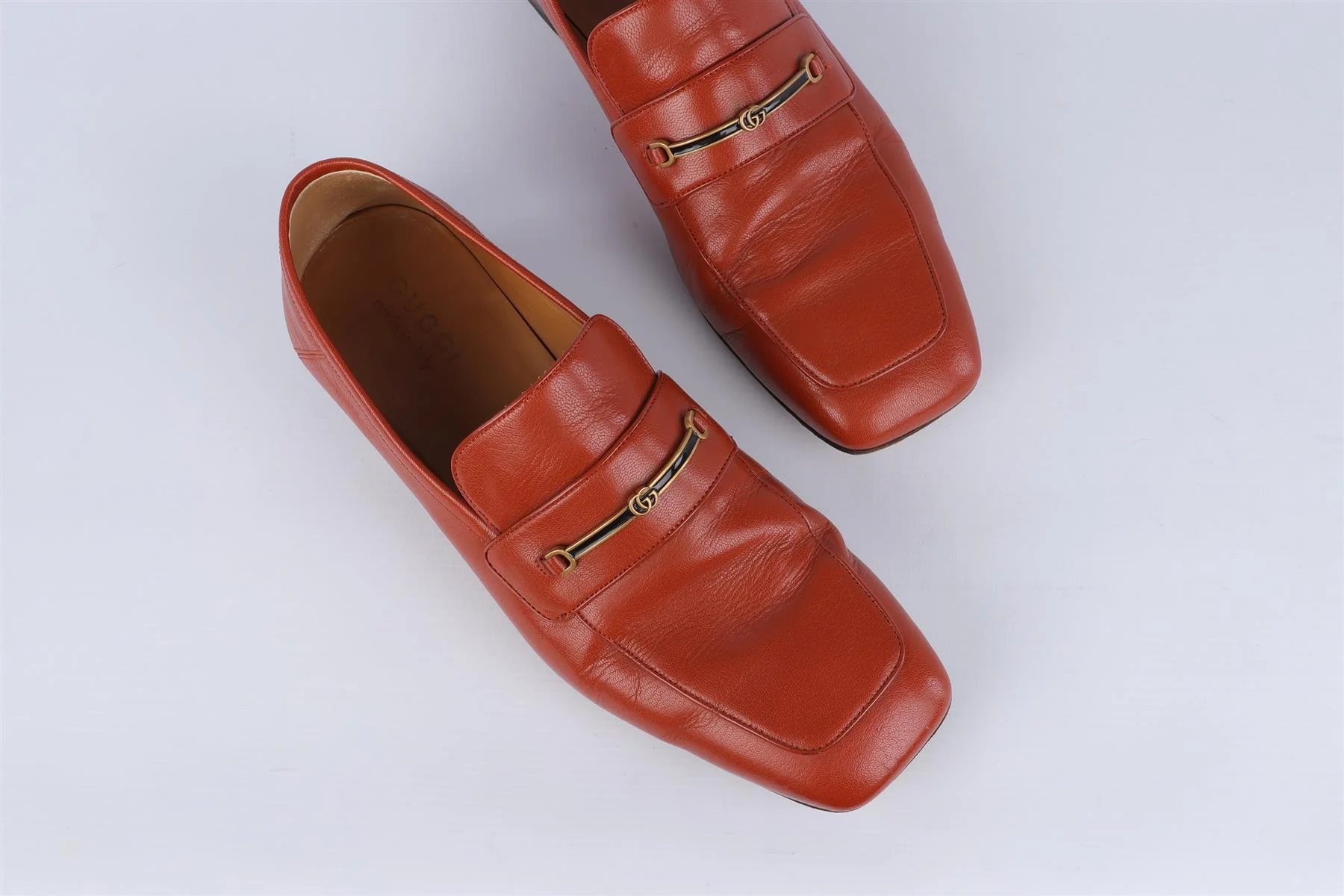 GUCCI ORANGE MEN'S GG LEATHER LOAFERS EU 43 UK 9 US 10 - Image 4