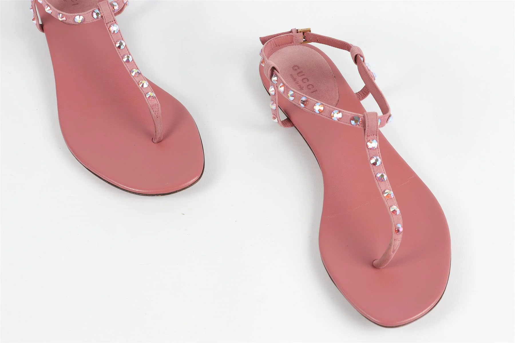 GUCCI PINK CRYSTAL AND LEATHER SANDALS EU 39 UK 6 US 9 - Image 4