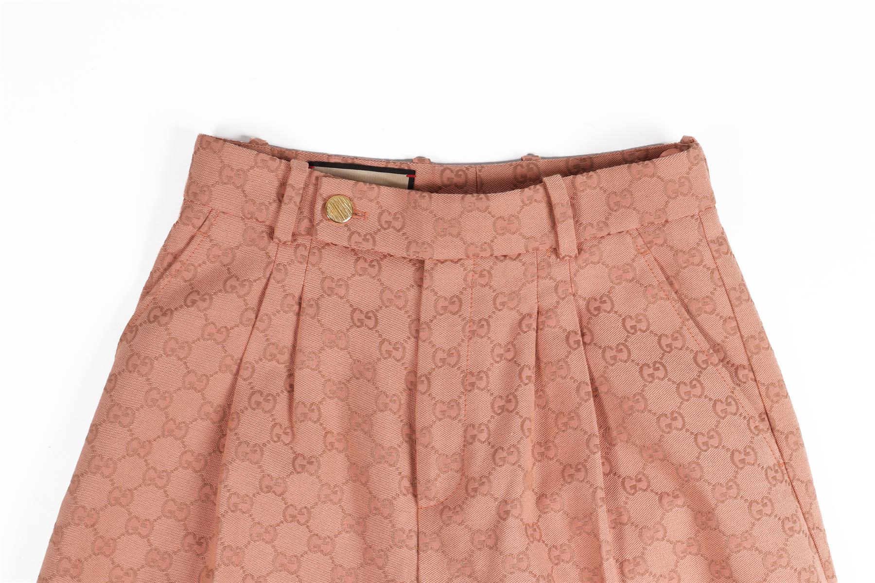GUCCI PINK GG COTTON WIDE LEG PANTS IT 36 UK 4 - Image 3