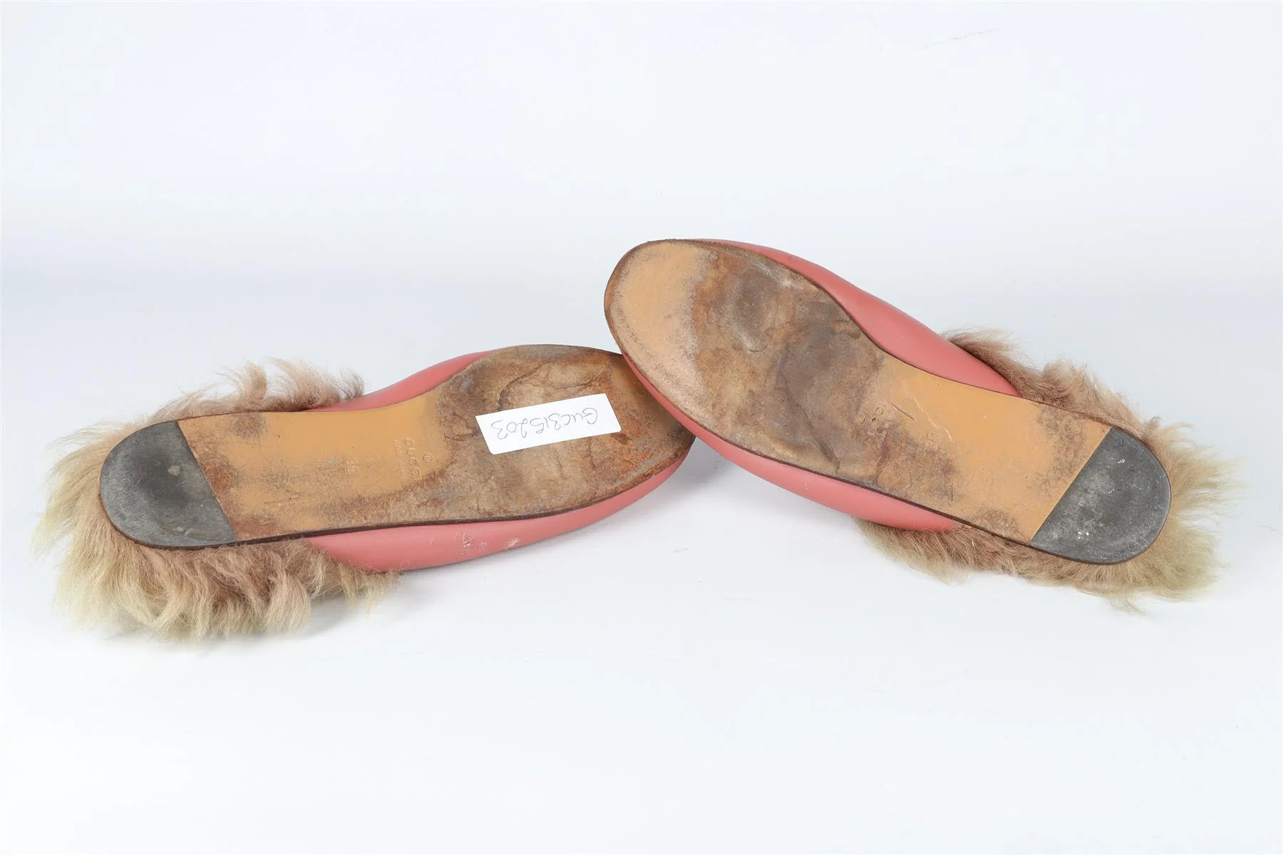 GUCCI PINK PRINCETOWN SHEARLING AND LEATHER MULES EU 39 UK 6 US 9 - Image 6